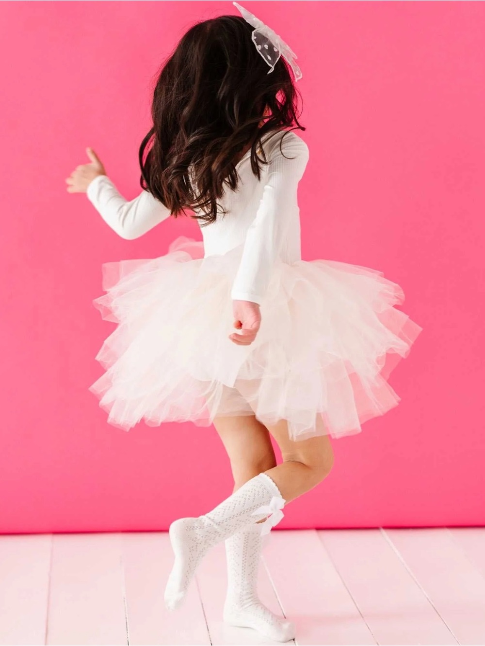 Ivory Ribbed Tulle Tutu Dress Bums & Roses - Picture 7 of 8